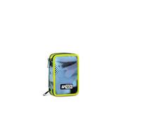 Appack Astuccio 3 Zip, Triplo Scomparto, Completo di Matite, Pennarelli, Colori, Accessori Zaino, Elementari, Medie, Blue Deep, Bambini e Ragazzi, blu/giallo