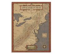 Appalachian Trail Detailed Map and Hiking Guide for Outdoor Adventure and Nature Inspired Wall Decor(Framed,12x18inch(30x45cm))