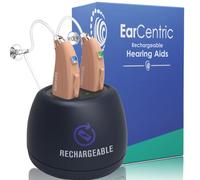 Apparecchi acustici ricaricabili EarCentric EasyCharge (coppia) per anziani, apparecchi acustici retroauricolari BTE PSAP digitali, dispositivi di amplificazione del suono personale con