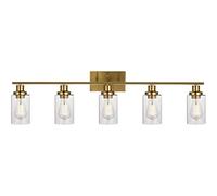 Apparecchi di illuminazione da parete Lampada da parete per vanità del bagno Lampada da parete moderna in metallo per fattoria con paralume in vetro trasparente e lampada da parete con base in metallo