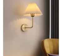 Apparecchi di Illuminazione da Parete, Paralume in Tessuto Plissettato, Applique da Parete Rustica nordica, Moderna Lampada da Testata per toeletta in Metallo per Camera da Letto, Soggiorno, Corr