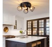 Apparecchi di illuminazione montati a soffitto con paralume girevole in ferro nero a 3 vie per cucina, ristoranti, portici, corridoi 1 pcs