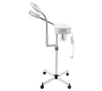 Apparecchio a vapore 2 in 1, 5 x luci di lente d'ingrandimento, per studio cosmetico, con fori di dissipazione del calore e serbatoio dell'acqua trasparente, per viso, collo, spalle in casa, cliniche