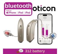 Apparecchio acustico Oticon Jet 1 Jet 2 MiniRITE 312 con supporto per batteria, streaming Bluetooth, 48 canali, adatto per anziani e adulti.
