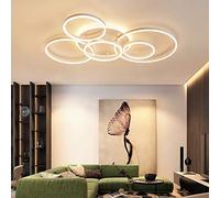 Apparecchio di plafoniera a LED dimmerabileCon telecomando Anello in metallo e acrilico Design Protezione degli occhi Ideale per soggiorno Camera dei bambini Studio Bianco 6 anelli