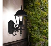 Apparecchio Facciata Esterni Lanterna Parete Lampada Alluminio Nero Vetro Antico [EEK: Non valutato]