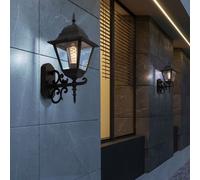 Apparecchio Facciata Lanterna Parete Lampada da Esternaa LED Nero Alu Vetro 2er
