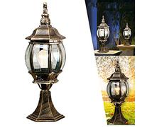 Apparecchio paesaggio prato E27 Luce Lampada per esterni Piedistallo Impermeabile Giardino Luci colonna Lanterna alluminio Porta Cancello per paesaggio prato Cortile terrazze Lampione rétro