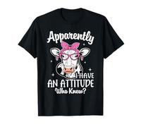 Apparentemente Ho Un atteggiamento da Who Knew Heifer Cow Print Maglietta