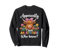Apparently I Have an Attitude Who Knew Funny Cow Bow Flowers Felpa