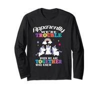 Apparently We're Trouble When We Are Together Funny Unicorn Maglia a Manica