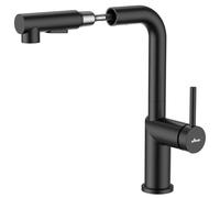 APPASO Rubinetto da cucina estraibile, girevole a 360°, miscelatore con 2 tipi di getto, miscelatore monocomando Nero