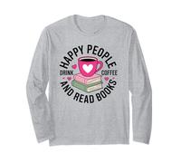 Appassionato di caffè Amante dei Libri Che Legge Bibliophile Nerd Maglia a Manica
