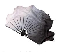 Appassionato di Danza del Ventre 2 Strati Half Moon Real Seta Veils Double Side Fan Pair for Le Donne Belly Dance Show Puntelli Bianco Black Gradient Shuimo Veil
