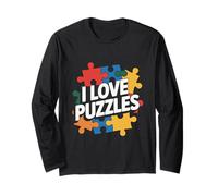 Appassionato di I Love Puzzles Jigsaw Pieces Maglia a Manica