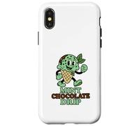 Appassionato divertente per amanti del gelato a goccia con gocce di cioccolato alla menta Custodia per iPhone X/XS