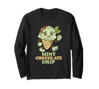 Appassionato divertente per amanti del gelato a goccia con gocce di cioccolato alla menta Maglia a Manica