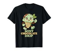 Appassionato divertente per amanti del gelato a goccia con gocce di cioccolato alla menta Maglietta