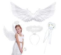 APPCXOKL Costume da Angelo Adulto con Ali - Angel Dust Cosplay con Tunica Bianca - per Giovani e Adulti - Include Aureola Angelo e Ali da Angelo, Ideale per D&D e Tutti Gli Eventi Tematici