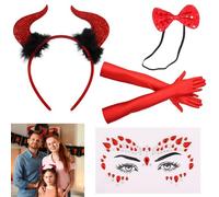 APPCXOKL Fascia per Halloween per Donne - Corna da Diavolo, Corna da Diavolo Nere, Costume Krampus, Aureola Nera, Corna da Diavolo Luminose, Fascia per Uomini