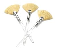 APPEARUS Confezione da 3 spazzole a ventaglio con setole di cinghiale rigide, applicatore professionale per maschera e peeling per estetisti, spa, saloni, ghiera in rame, manico in acrilico
