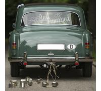 Appena Married Pellicola Argento Adesivo Auto Coda Decorazione Matrimonio Banner