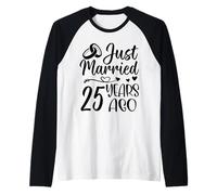 Appena sposato 25 Anni fa Coppia 25 ° anniversario di matrimonio Maglia con Maniche Raglan