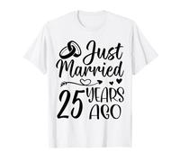 Appena sposato 25 Anni fa Coppia 25 ° anniversario di matrimonio Maglietta