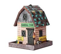 Appendere l'alimentazione degli uccelli, Mangiatoia for uccelli in legno da appendere, tipo villa, decorazione da giardino for esterni, 18x18x23 cm