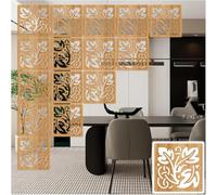 appendere schermi di separazione delle stanze, Pannelli sospesi pieghevoli in legno e plastica for la privacy, motivo floreale intagliato, scavati, naturali, 29x29 cm, diverse misure(Natural a,100Pcs)