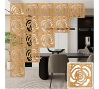 appendere schermi di separazione delle stanze, Pannelli sospesi pieghevoli in legno e plastica for la privacy, motivo floreale intagliato, scavati, naturali, 29x29 cm, diverse misure(Natural B,5Pcs)