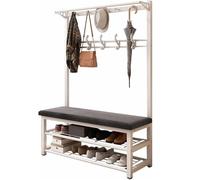 Appendi Cappotti Da Ingresso Appendiabiti Porta Abiti for Ingresso Con 2 Ripiani Di Scarpiera Vintage Ppendiabiti Autoportante Portabiti for Salotto Ingresso Salotto(bianco,100cm)