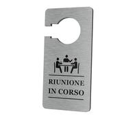 Appendi porta Riunione in corso segnale Non disturbare ufficio casa alluminio argento 75x150mm insegna porta meeting videocall lavoro smart working