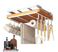 Appendi tazze sotto il mobiletto,Organizer multifunzionale sottopensile in acciaio inossidabile - Porta asciugamani di carta di maggiore capacità, gancio per utensili addensato per asciugamani, soggio