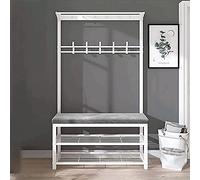 Appendiabiti 3 in 1 Resistente con Organizer per Scarpe e Panca portaoggetti, attaccapanni Indipendente per Ingresso, Facile da Montare (80x33x172 cm) - Elegante Appendiabiti e Ripiani