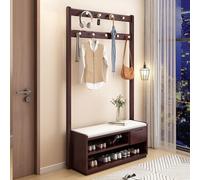 Appendiabiti 4 in 1 in legno con scarpiera - Elegante albero da ingresso con 9 ganci cassetti e portaoggetti per corridoio o camera da letto, viola 60 cm, perfetto per nizzare scarpe e cappotti