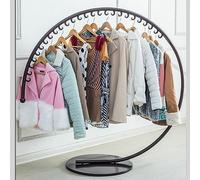 Appendiabiti a forma di C con gancio appendiabiti, espositore in metallo indipendente, espositore per abiti Nakajima di qualità commerciale, per camera da letto del negozio di vestiti, nero, 170 cm