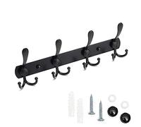 Appendiabiti a Parete - Ganci Appendiabiti Attaccapanni da Muro, Ganci Spesso Durevole in Acciaio Inox Appendi Accappatoio Asciugamani Cappotti Abiti per Bagno Cucina (4 Ganci, Nero)