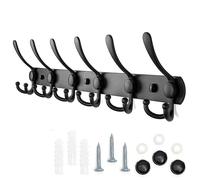 Appendiabiti a Parete,Ganci Appendiabiti Attaccapanni da Muro Nero Opaco 6 gance