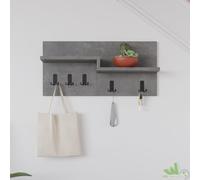 APPENDIABITI A PARETE MURO CON MENSOLE 5 GANCI INGRESSO GRIGIO 65X13X H 31 CM