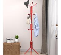 Appendiabiti a Piantana Attaccapanni da Terra Salvaspazio 12 Ganci Rosso H175cm