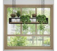 Appendiabiti A Soffitto Piante Portafiori Scaffale Portaoggetti A Soffitto Scaffale Sospeso A Soffitto per Bar Cantina Ristoranti Cucine Cappelliere Garage Scaffale Galleggian, Black, 120x25x15cm