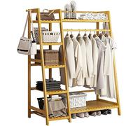 Appendiabiti a trapezio in bambù autoportante con asta per appendere armadio aperto nizer per camera da letto e corridoio elegante soluzione di archiviazione appendiabiti