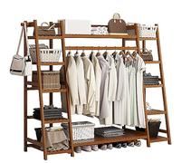 Appendiabiti a trapezio in bambù autoportante con asta per appendere elegante armadio aperto nizer per camera da letto e corridoio soluzioni di archiviazione