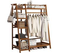 Appendiabiti a trapezio in bambù autoportante con asta per appendere l'armadio, per camera da letto e corridoio, elegante appendiabiti