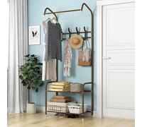 Appendiabiti ad albero con scarpiera, organizer da pavimento resistente, per casa, ufficio e camera da letto, scaffale essenziale per scarpe e accessori (C)