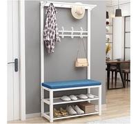 Appendiabiti ad albero per corridoio con panca per scarpe, 12 ganci, struttura in metallo, autoportante, per ingresso, soggiorno, soluzione multiuso