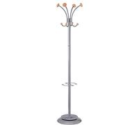 Appendiabiti Alba - Vienna - grigio e legno - 4+4 appendini - 175 cm - 38 cm - PMVIENA