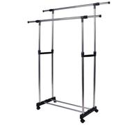 APPENDIABITI ALLUNGABILE TELESCOPICO DOPPIO CON RUOTE E VASSOIO 80X40X80/155CM