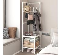 Appendiabiti angolare autoportante con 3 ripiani e ganci per ingresso, corridoio, camera da letto (bianco, 2 strati)